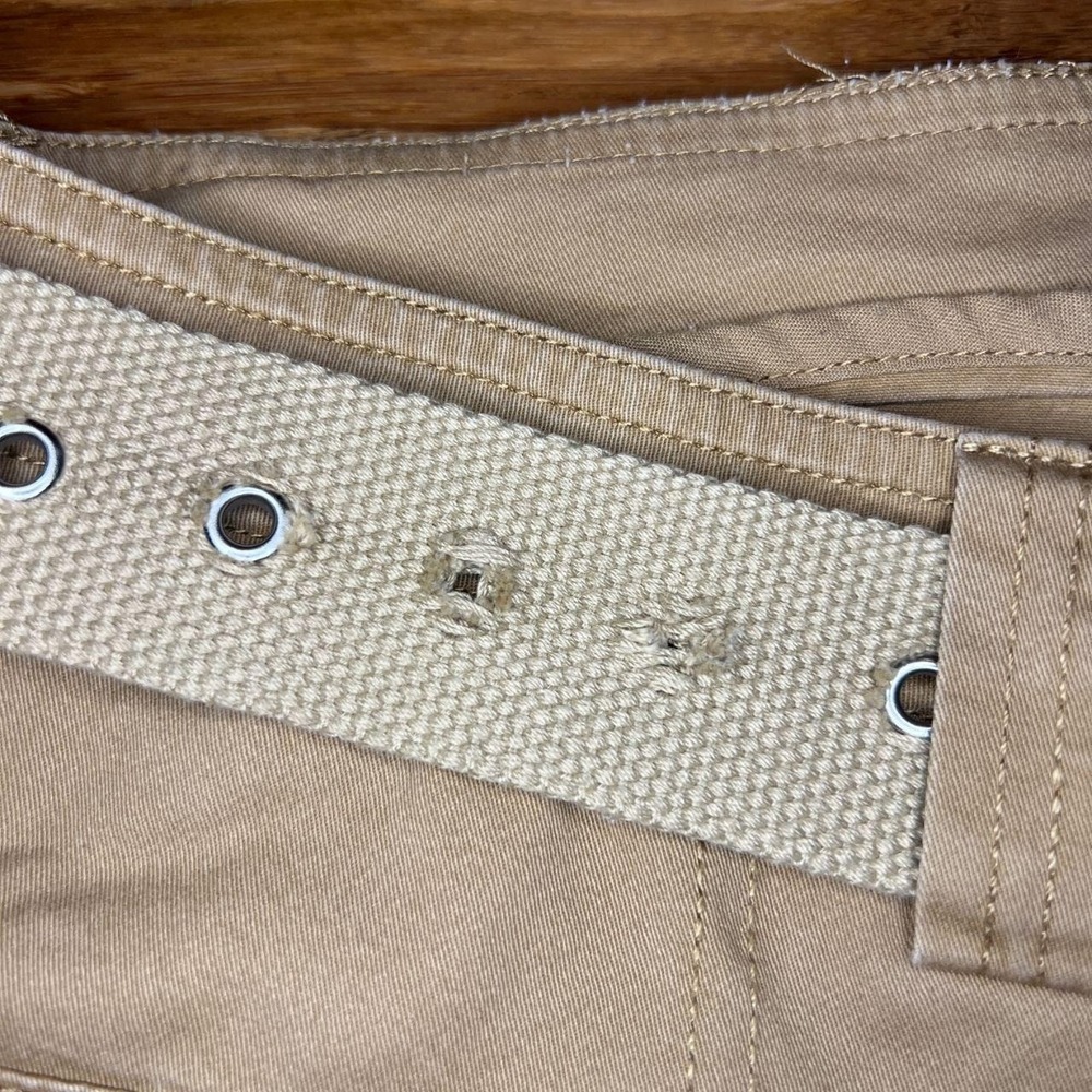 Edikted Khaki Cargo Flare Pants Low Rise Belted Y2K Utility Tan Size Medium - Picture 3 of 8